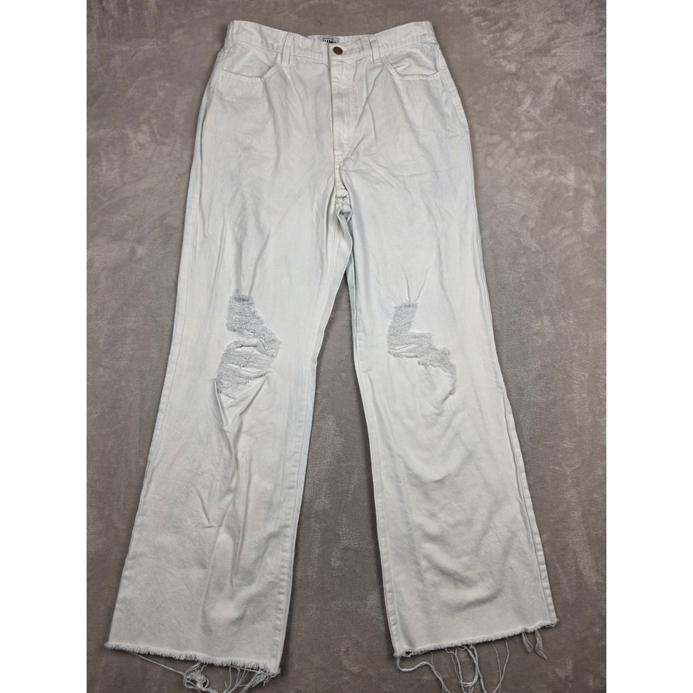 Show Me Your Mumu 90s Straight Wide Leg Jeans Women 30 White Raw Hem *Read
